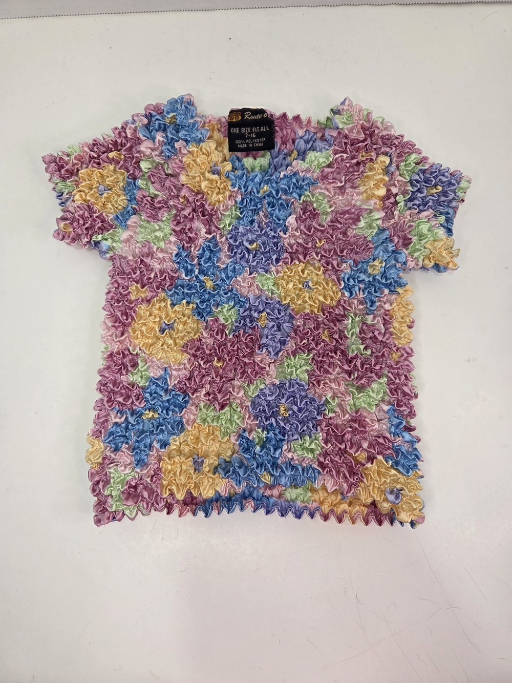 Vintage Route 66 Popcorn Crinkle Top Floral Girls Size 7-16